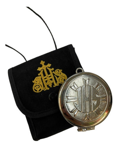 Set Porta Relicario Y Píxide Niquelado Ministros Eucaristía