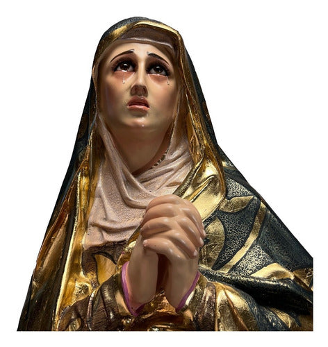 Virgen Dolorosa De 105cm Policromía Al Óleo Y Hoja De Oro