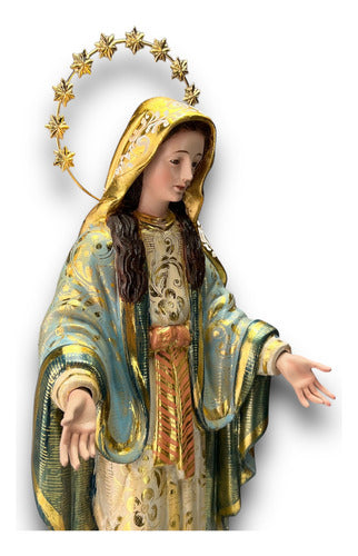 Virgen De Los Milagros O Milagrosa Talla En Madera 40cm