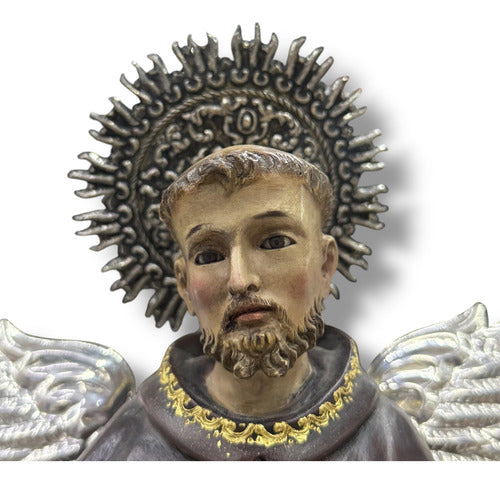 San Francisco De Asís Seráfico Tallado En Madera 36cm