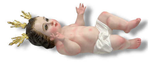 Niño Dios Con Potencias Tallado En Cedro 34cm