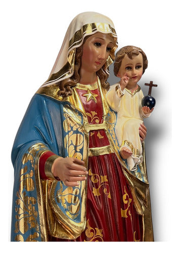 Virgen De La Estrella Al Óleo Con Hoja De Oro 100cm