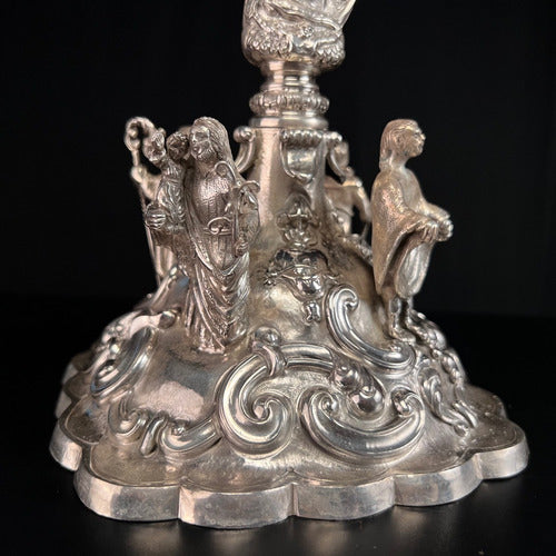 Caliz De Plata Pieza Única Cincelado A Mano 28cm