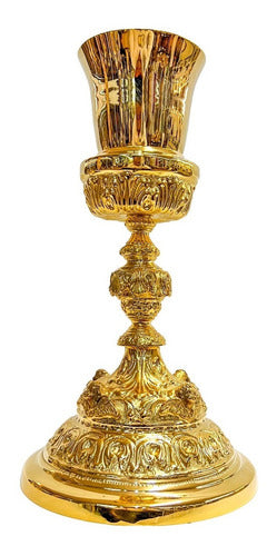 Caliz De Alpaca Dorada Pieza Única Cincelado A Mano 28cm