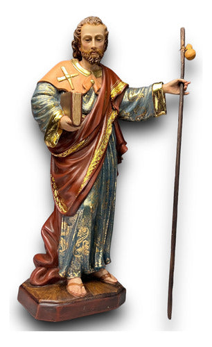 Santiago Peregrino Talla En Madera Decorado En Oro Fino 43cm
