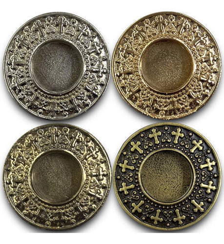 Teca O Relicario Redondo Con Cruces (porta Reliquia Santos)