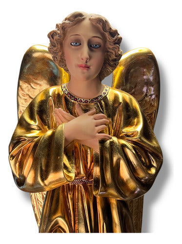 Par De Ángeles Custodios Finos Con Hoja De Oro Fina 69cm