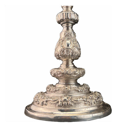 Caliz De Plata Pieza Única Cincelado A Mano 28cm