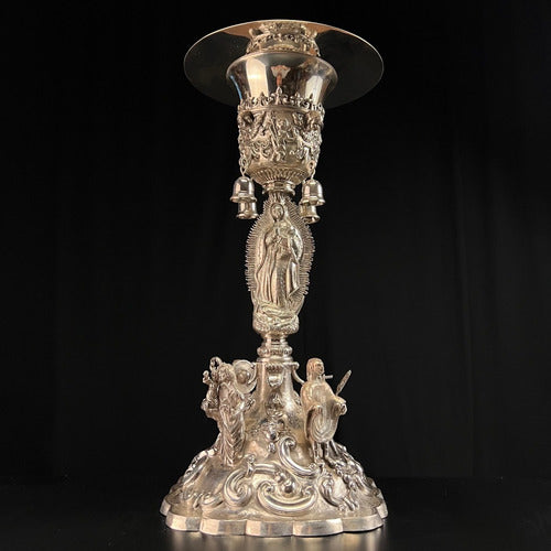 Caliz De Plata Pieza Única Cincelado A Mano 28cm