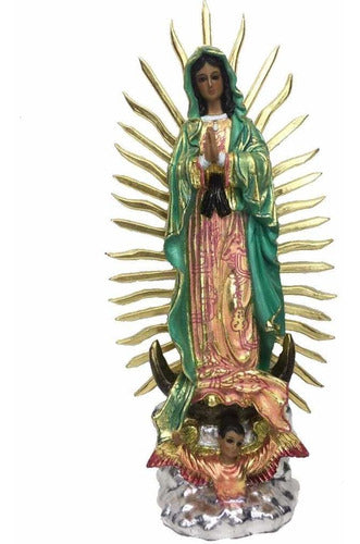Virgen De Guadalupe 59 Cm Hoja De Oro Resplandor De Madera