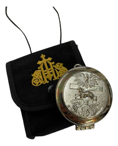 Set Porta Relicario Y Píxide Niquelado Ministros Eucaristía