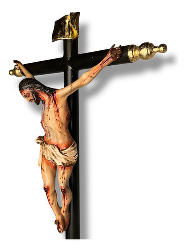 Cristo O Crucifijo De Base Decorado Con Hoja De Oro 74cm