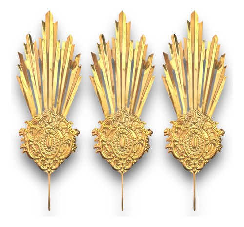 Juego De 3 Potencias En Baño De Oro 23cm