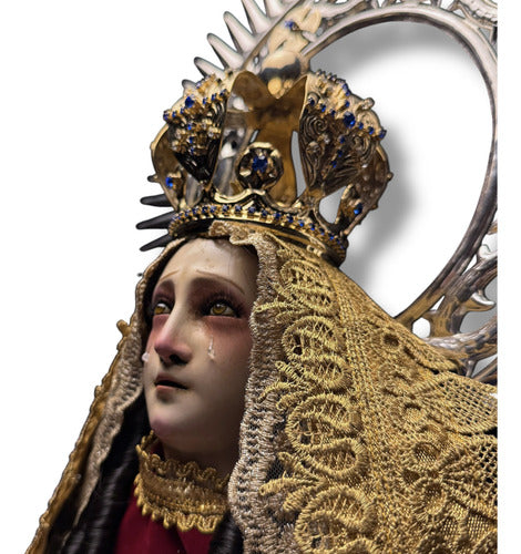 Virgen De Los Dolores De Soriano Para Vestir Y Bruñida 90cm