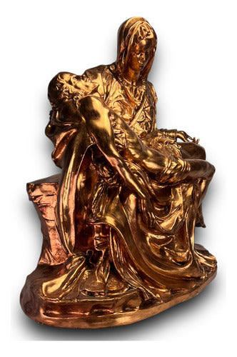 Virgen De La Piedad En Hoja De Bronce 65cm