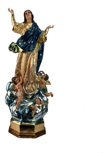 Asunción De María 81cm Óleo Y Hoja De Oro