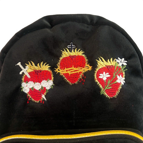Mochila Mini Sacristía Bordada 3 Corazones