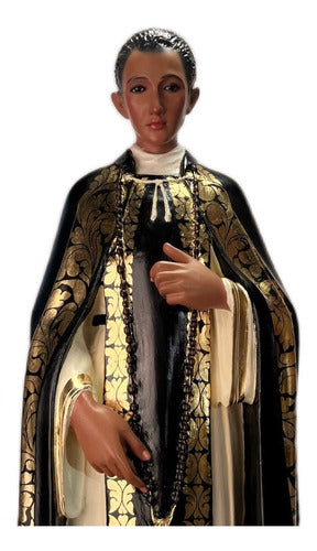 San Martín De Porres 85cm Imagen Decorada En Hoja De Oro