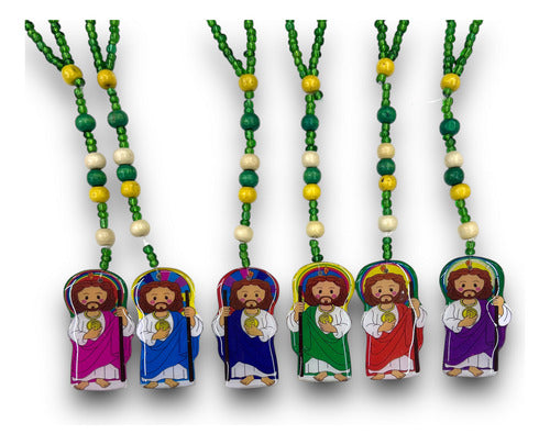 Lote De 10 Rosarios De Madera San Judas Tadeo Niño O Animado