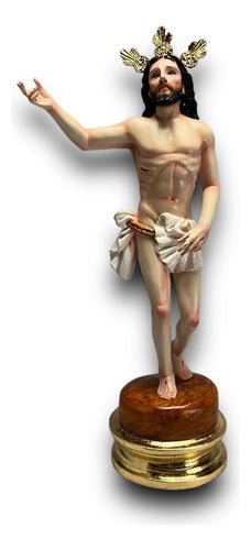 Cristo Resucitado Tallado En Madera 36cm