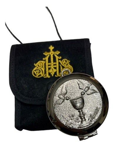 Set Porta Relicario Y Píxide Niquelado Ministros Eucaristía