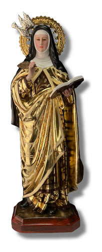 Santa Teresa De Ávila 40cm Oleo Hoja Oro Y Aureola 1.0