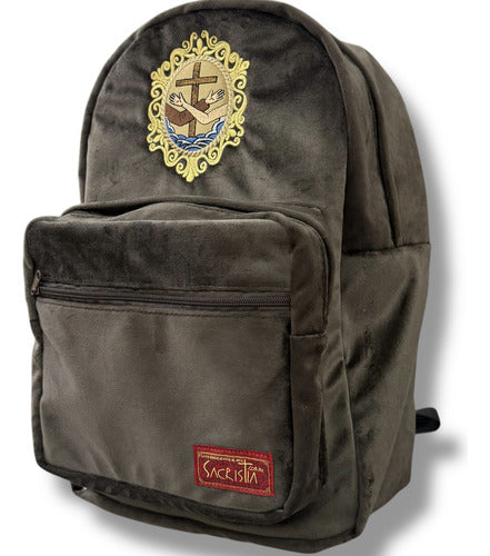 Mochila Sacristía Franciscana Escudo Franciscano Bordada