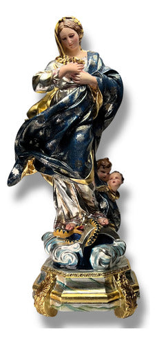 Inmaculada Concepción De María Modelo Antiguo Bruñido 90cm