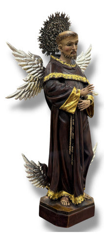 San Francisco De Asís Seráfico Tallado En Madera 36cm