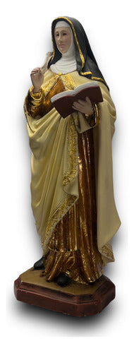 Santa Teresa De Ávila Talla En Madera Con Oro Fino 40cm