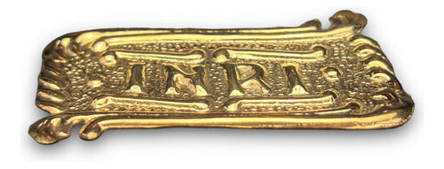 Letrero De Inri O Título De Cruz En Baño De Oro 7.5cmx4.5cm