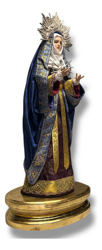 Virgen De Los Dolores O Dolorosa, Madera Acces En Plata 52cm