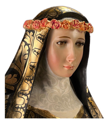 Santa Rosa De Lima 104cm Estofada En Hoja De Oro