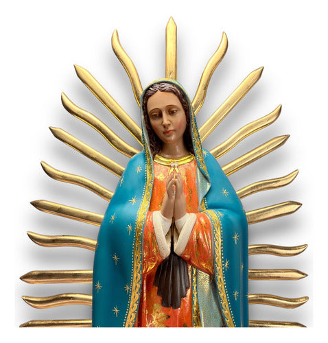 Virgen De Guadalupe En Madera Decorada Con Oro Fino 123cm