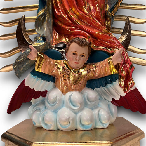 Virgen De Guadalupe En Madera Decorada Con Oro Fino 123cm