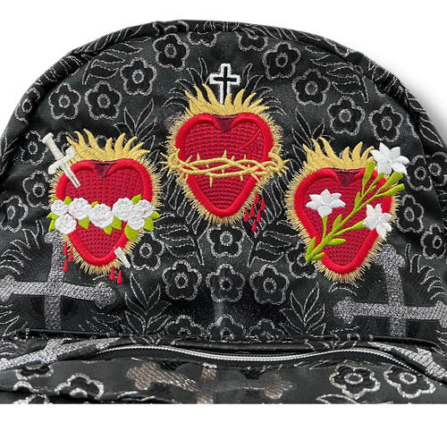 Mochila Sacristía Bordada Tres Corazones Barroca
