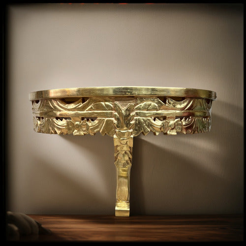 Repisa Tallada En Madera Recubierta De Hoja De Oro 50x23cm