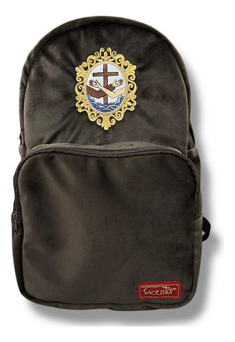Mochila Sacristía O Sacrimochila 4.0 Bordada Escudo Franciscano Bolsa Desmontable
