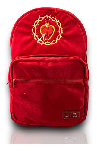 Mochila Sacristía Bordada Corazón De Jesús