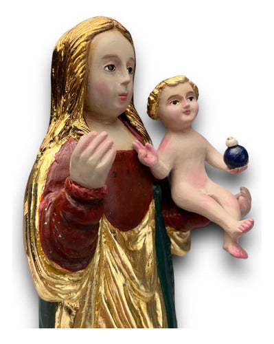 Nuestra Señora De Los Remedios Con Hoja De Oro 26cm