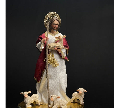 Jesús El Buen Pastor Para Vestir 38 Cm Con Accesorios