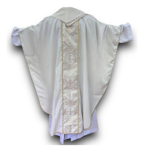 Casulla Ornamento Dorado Brocado Bordado Virgen De Guadalupe