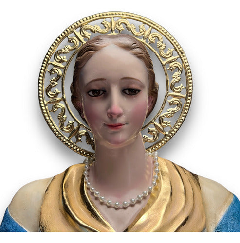 Santa Cecilia En Terminado Bruñido Con Aureola 120cm