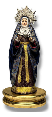 Virgen De Los Dolores O Dolorosa, Madera Acces En Plata 52cm