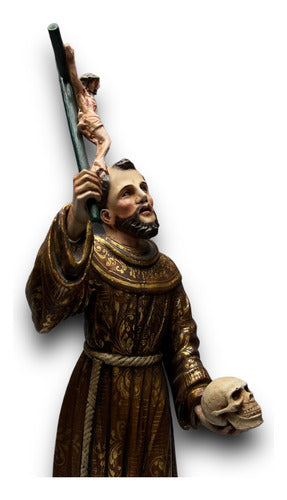 San Francisco De Asis Talla En Madera Con Hoja De Oro 30cm
