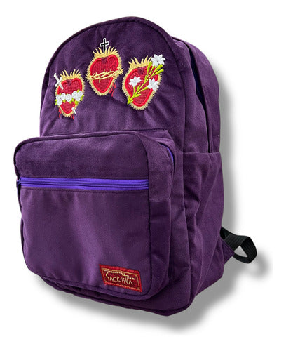 Mochila Sacristía Bordada Tres Corazones