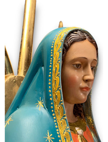 Virgen De Guadalupe En Madera Decorada Con Oro Fino 123cm