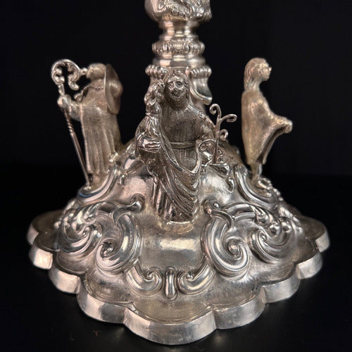 Caliz De Plata Pieza Única Cincelado A Mano 28cm