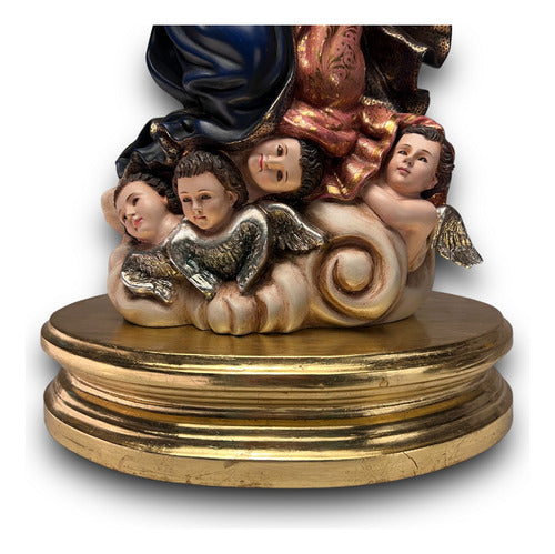 Asunción De La Virgen María En Madera Y Hoja De Oro 54cm