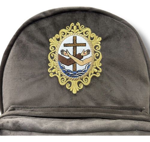 Mochila Sacristía Franciscana Escudo Franciscano Bordada
